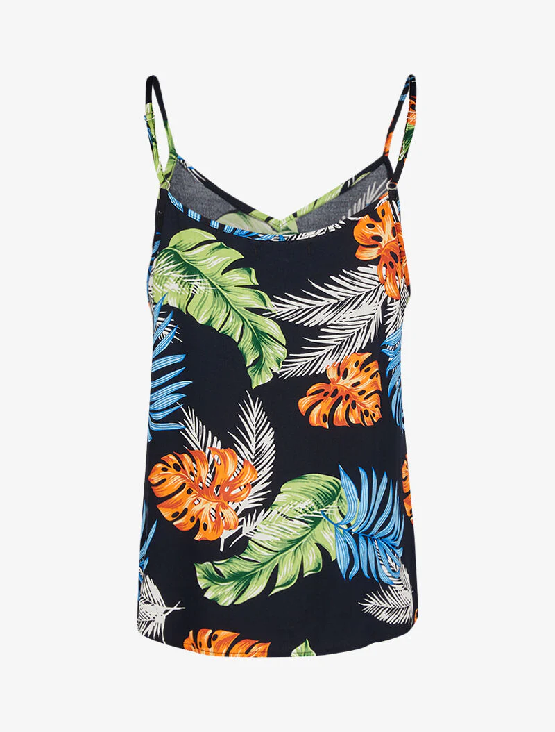 Débardeur à imprimé feuilles tropicales - marine - Image 2