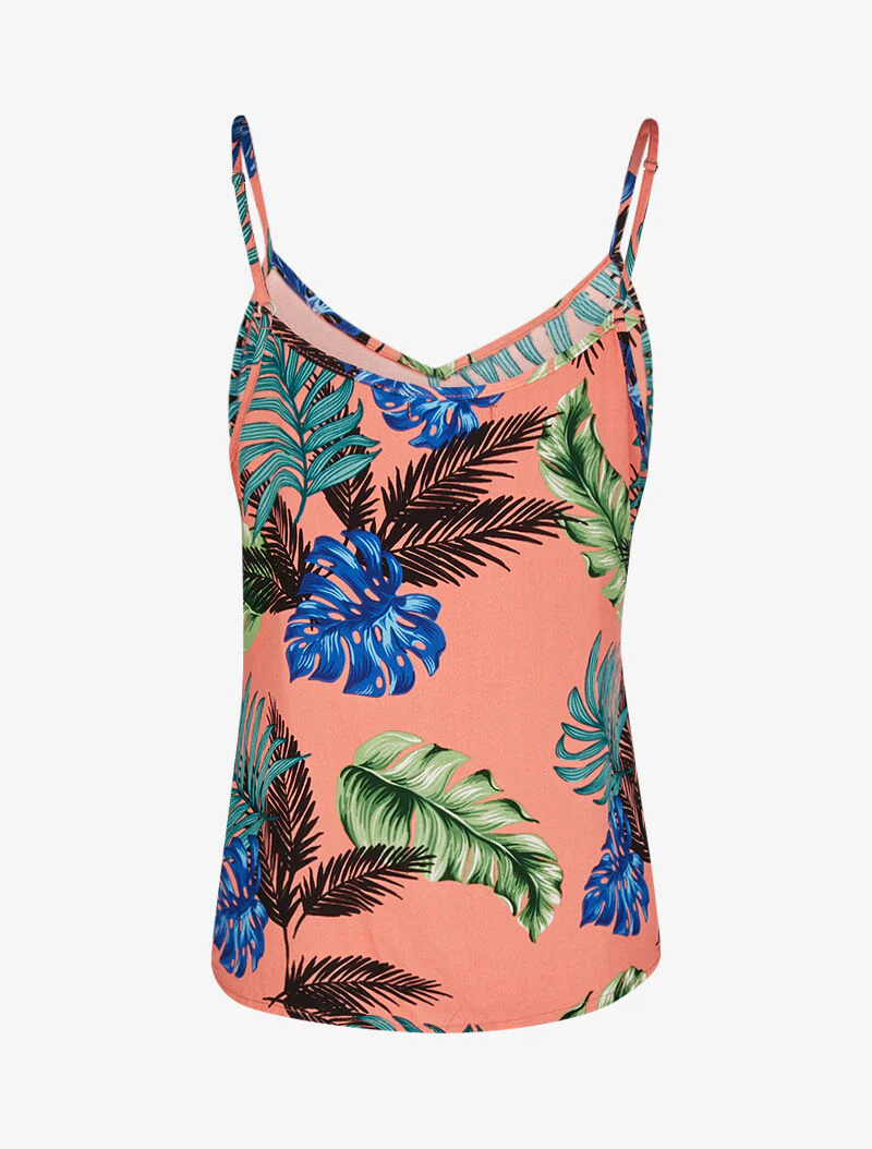 Débardeur à imprimé feuilles tropicales - corail - Image 2
