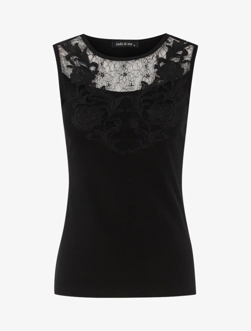 Débardeur à plastron dentelle - noir