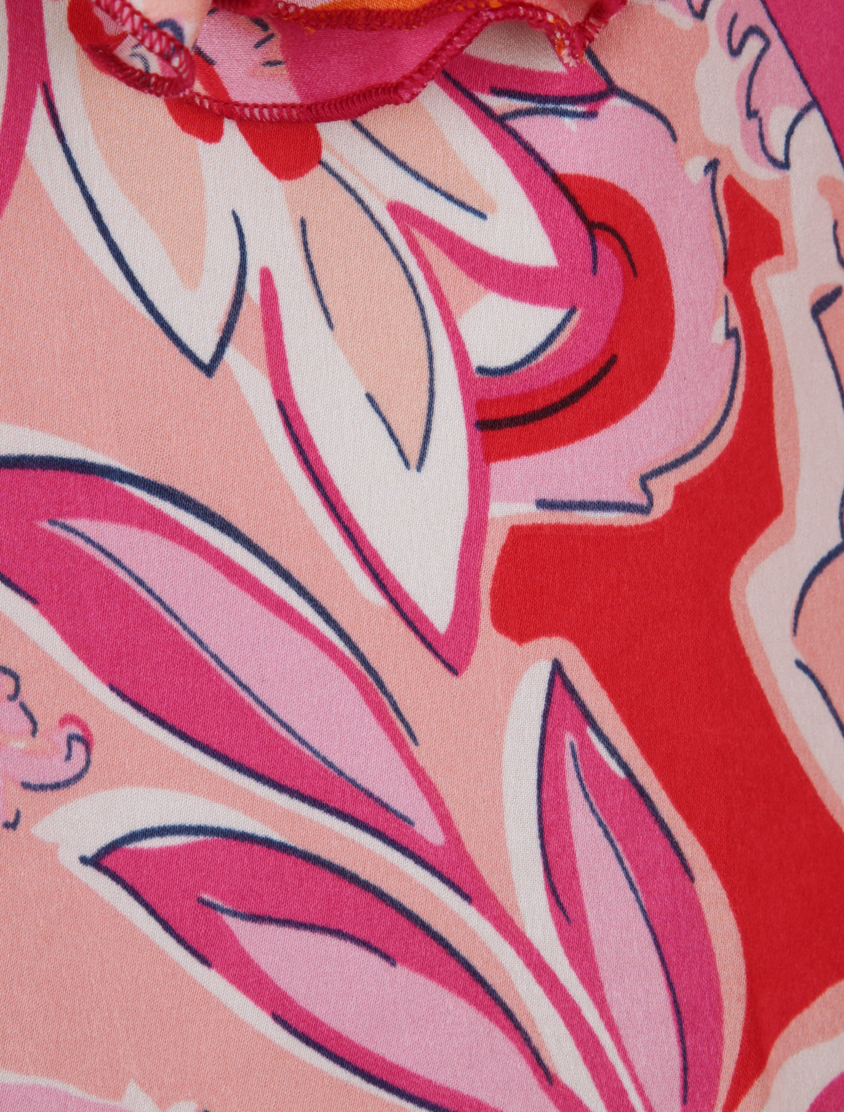 Débardeur carré à motifs tropicaux à col volanté - Fushia - Image 4