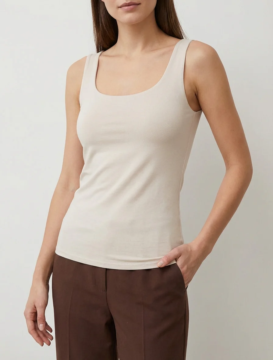 Débardeur classique uni - Beige - Image 4