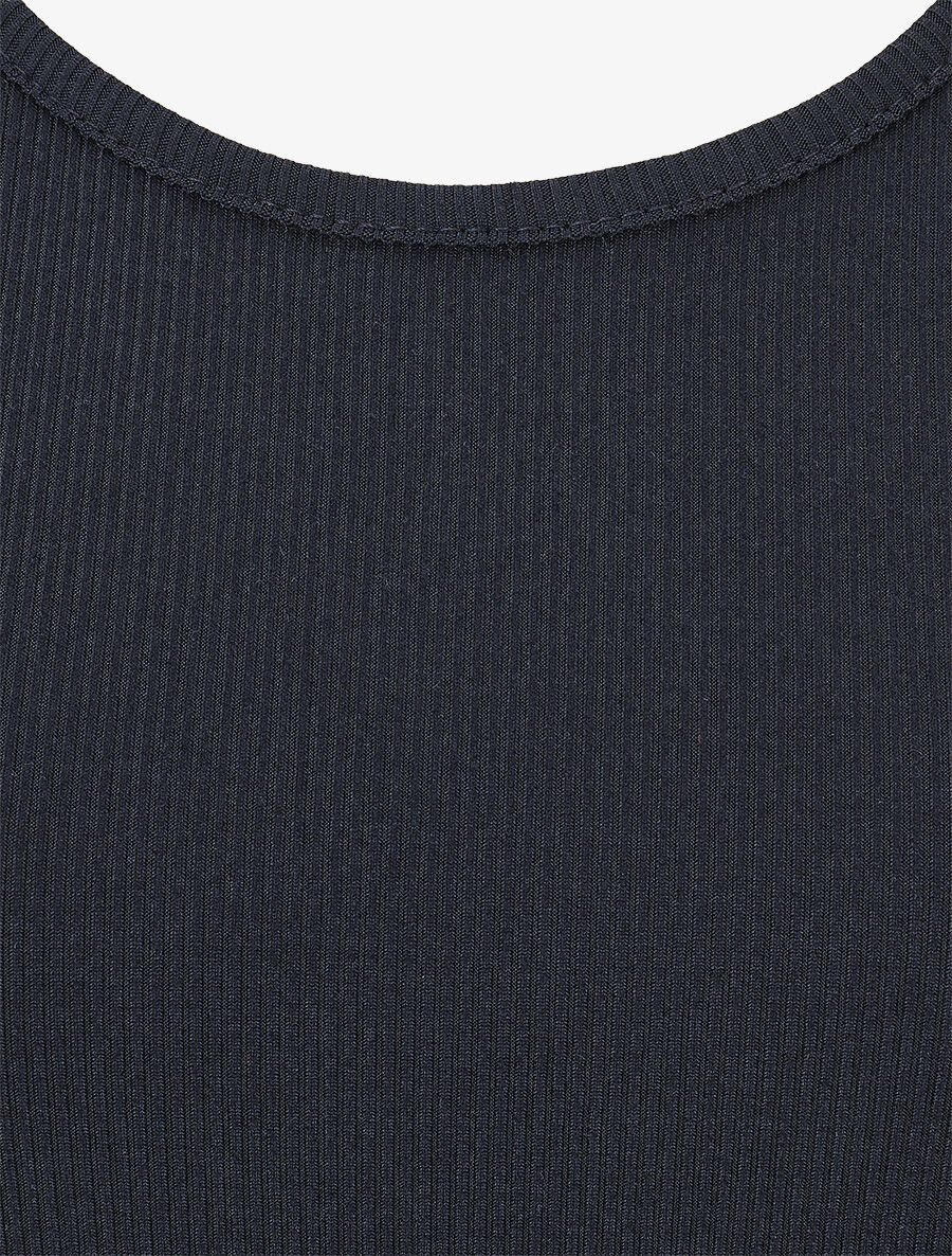 Débardeur côtelé basique coupe ajustée - Marine - Image 3