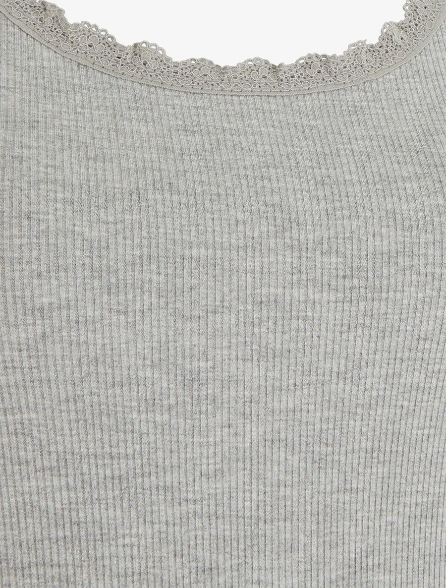 Débardeur côtelé uni - Gris - Image 3