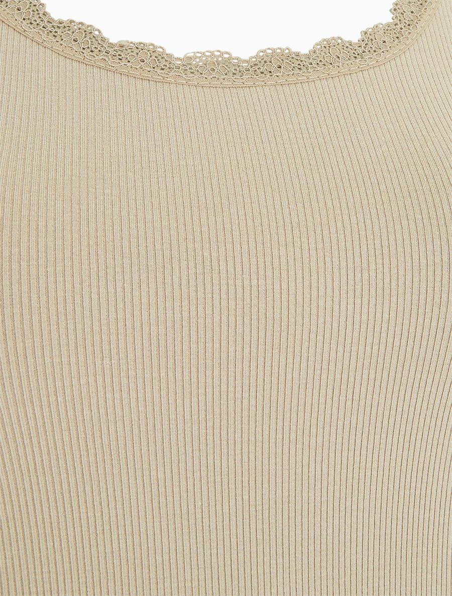 Débardeur côtelé uni - Taupe - Image 3