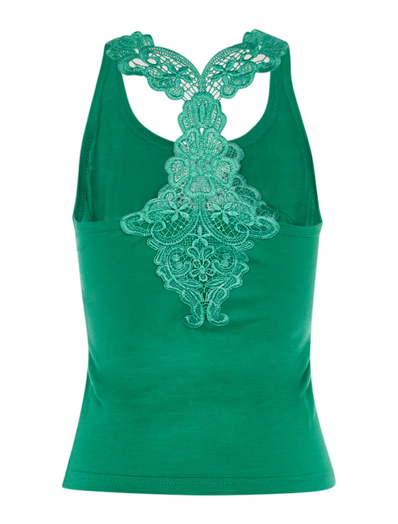 Débardeur court dos nageur dentelle - vert - Image 2