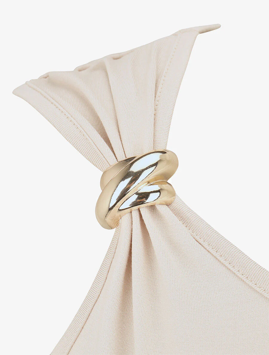 Débardeur droit à bretelles bijou - Beige - Image 3