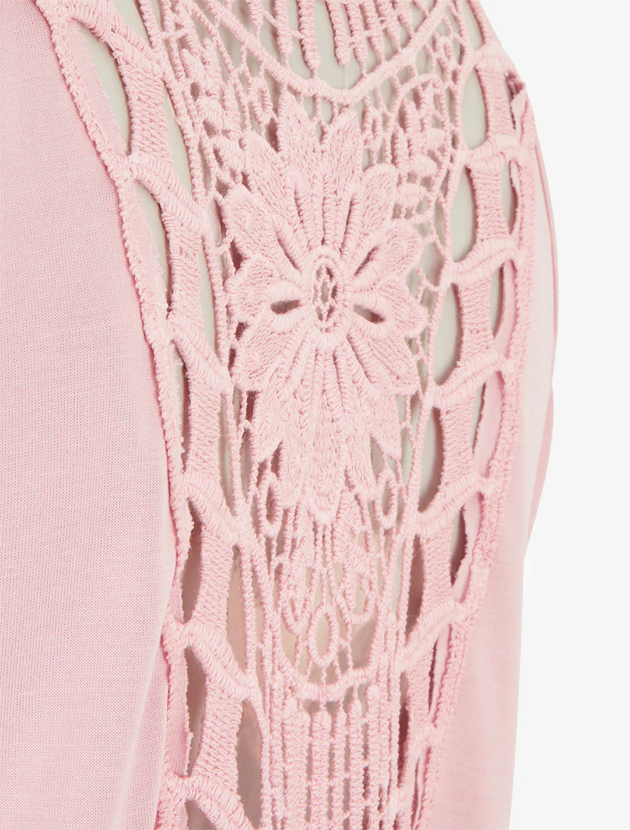 Débardeur droit à dos en crochet - Rose - Image 3
