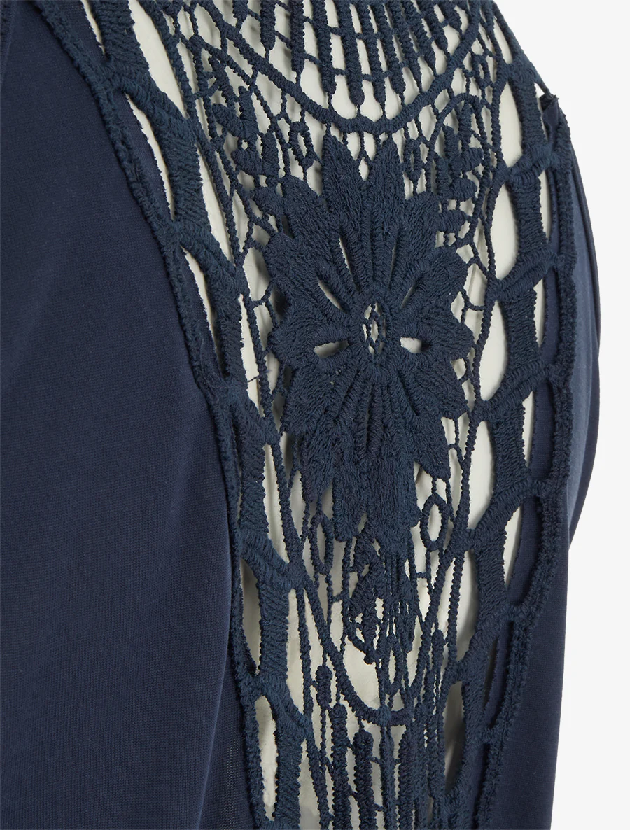 Débardeur droit à dos en crochet - Marine - Image 3