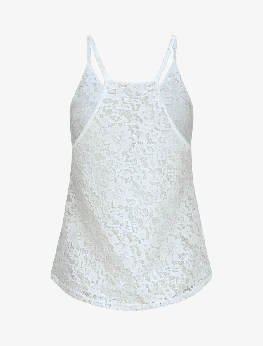 Débardeur en dentelle à dos nageur - Blanc - Image 2
