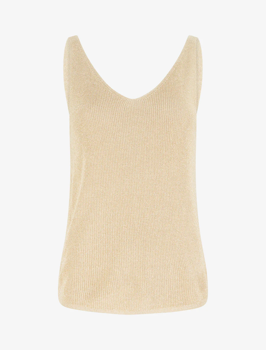 Débardeur en fine maille à détail irisé - Camel clair