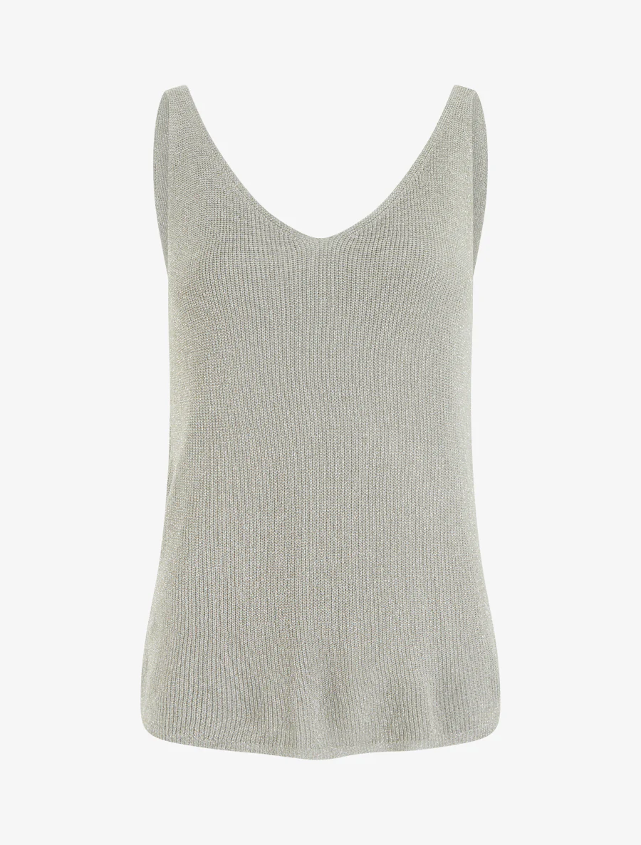 Débardeur en fine maille à détail irisé - Gris