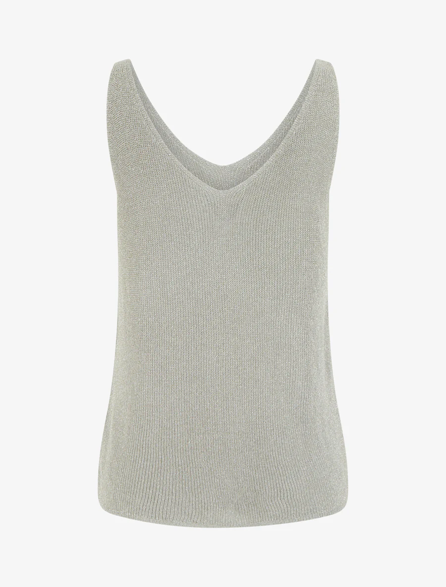 Débardeur en fine maille à détail irisé - Gris - Image 2