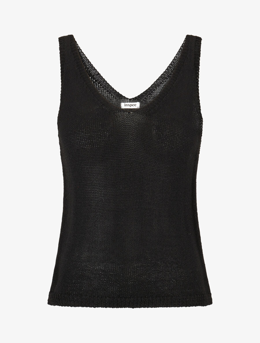 Débardeur en maille à col V - Noir