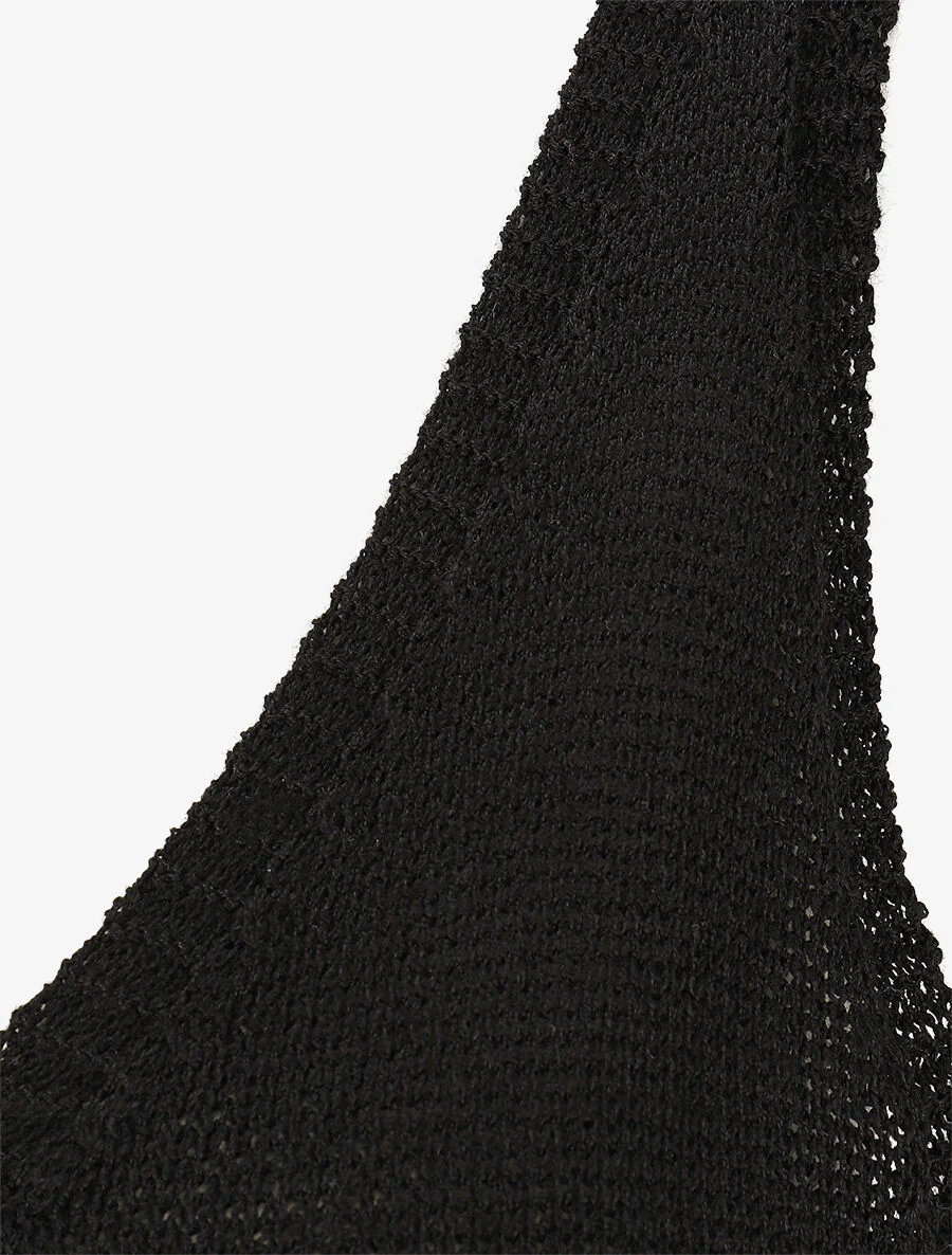 Débardeur en maille à col V - Noir - Image 3