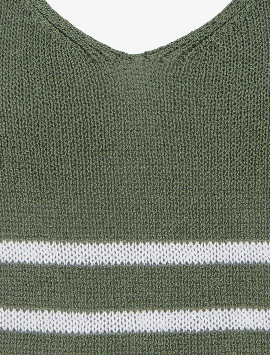 Débardeur en maille à rayures - Kaki - Image 3