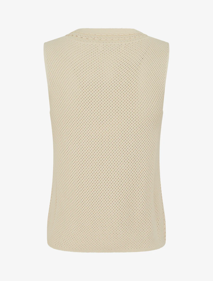 Débardeur en maille ajouré - Beige - Image 2