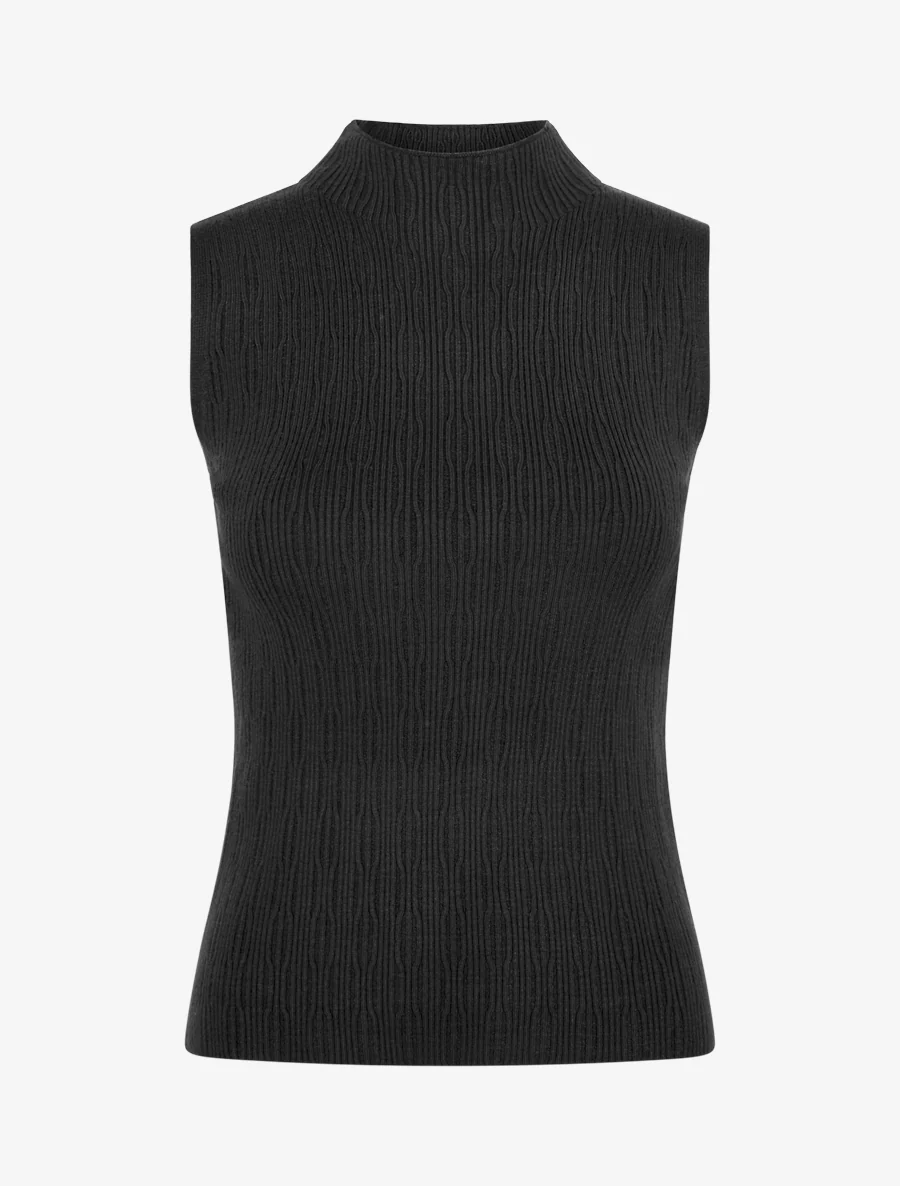 Débardeur en maille côtelée texturée - Noir
