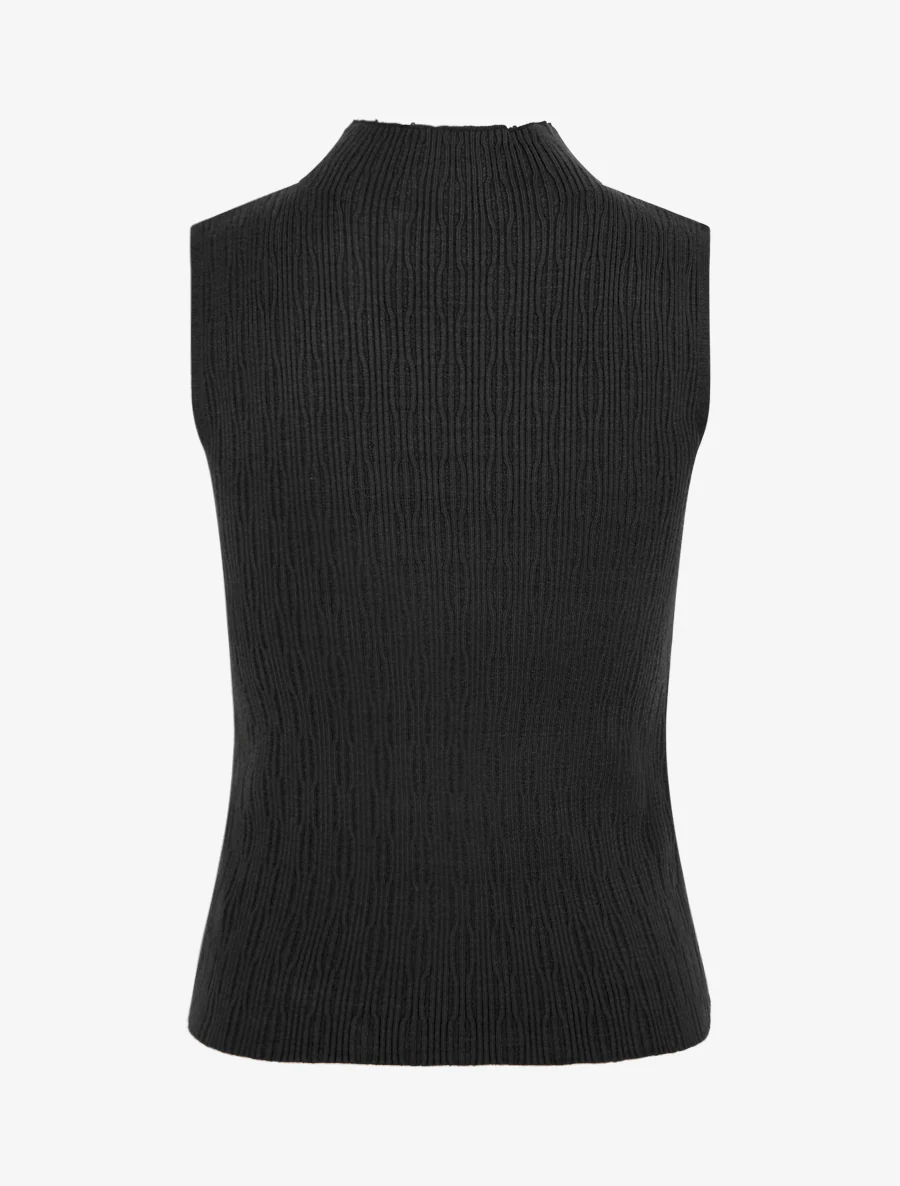 Débardeur en maille côtelée texturée - Noir - Image 2