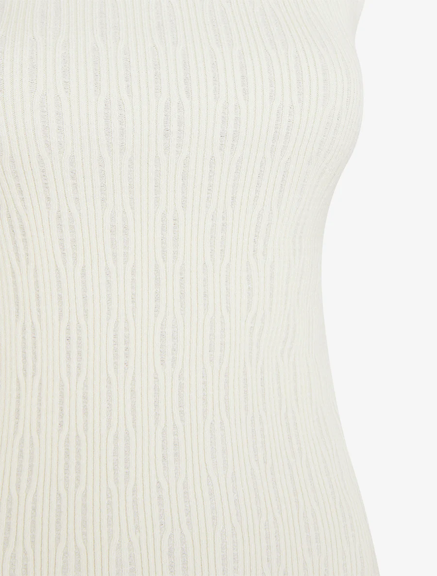 Débardeur en maille côtelée texturée - Écru - Image 3