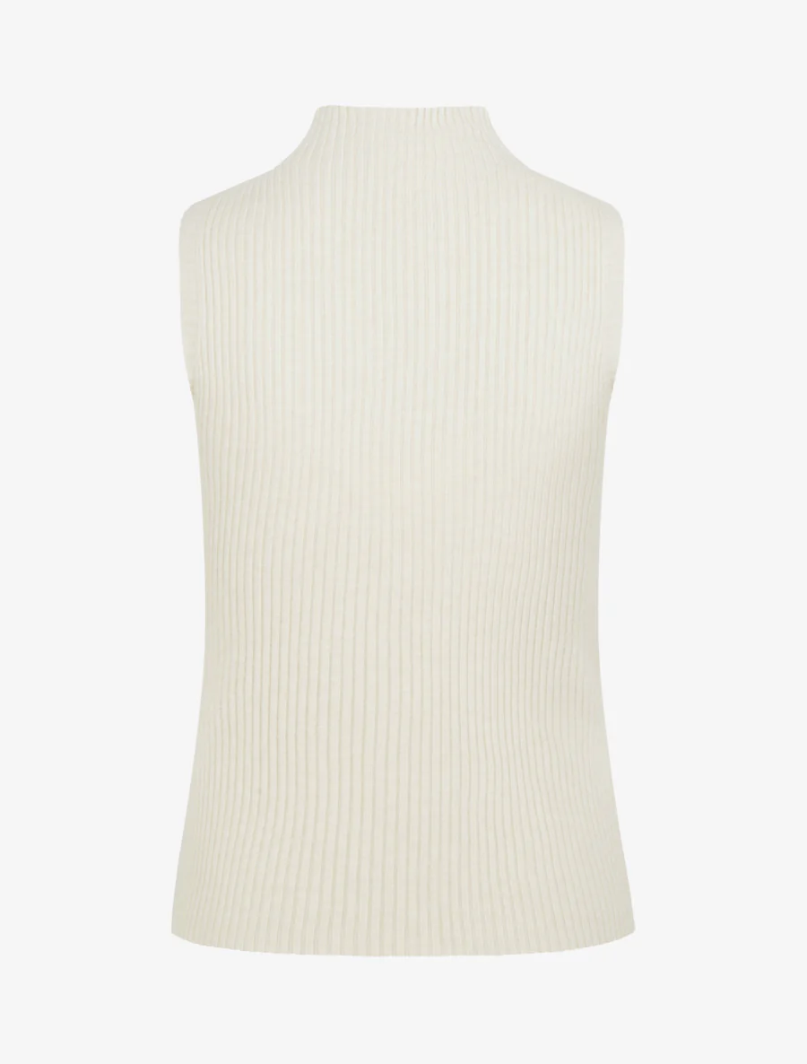Débardeur en maille fantaisie à col montant - Beige - Image 2