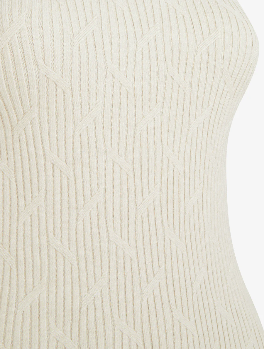 Débardeur en maille fantaisie à col montant - Beige - Image 3
