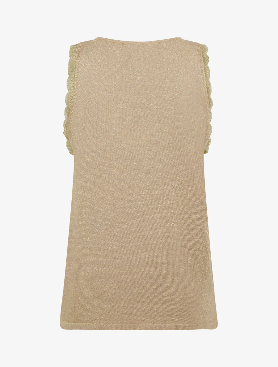Débardeur en maille irisée à dentelle - Taupe - Image 2