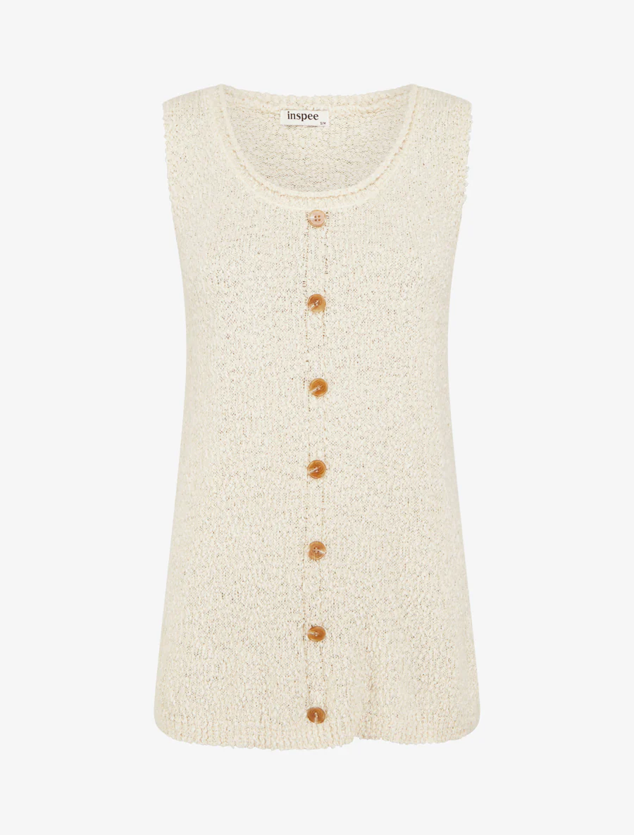 Débardeur en maille style peau de mouton - Écru