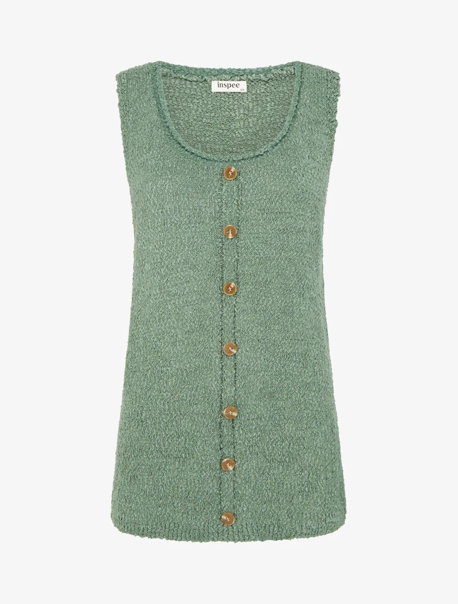 Débardeur en maille style peau de mouton - Kaki