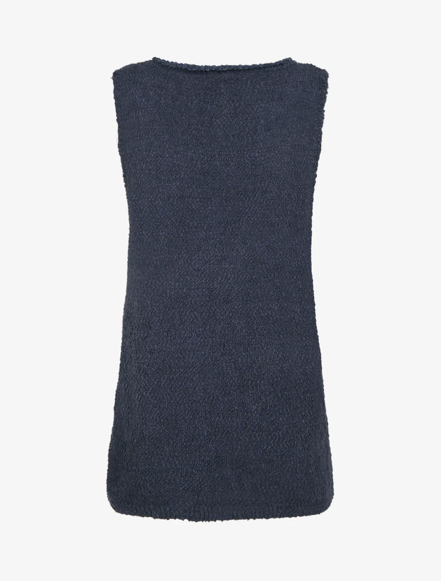 Débardeur en maille style peau de mouton - Marine - Image 2