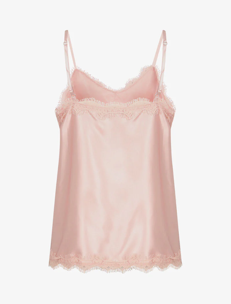 Débardeur satiné à bords dentelle - rose - Image 2
