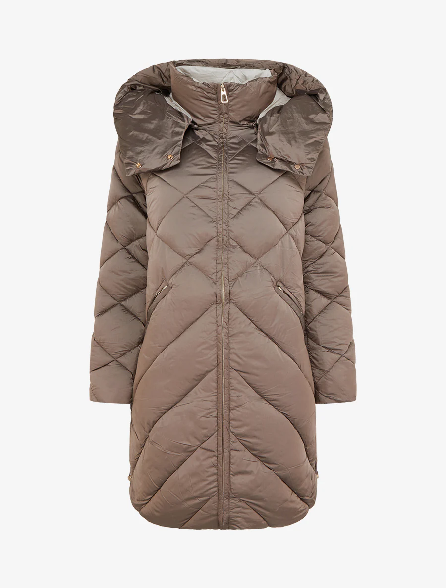 Doudoune matelassée à capuche - Taupe
