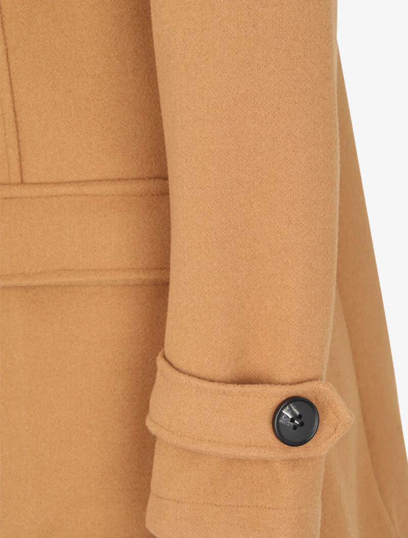 Duffle coat à capuche à fourrure - Camel - Image 3