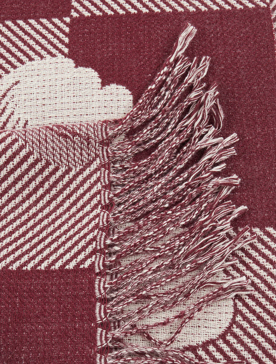 Echarpe à carreaux et fleurs - Prune - Image 3