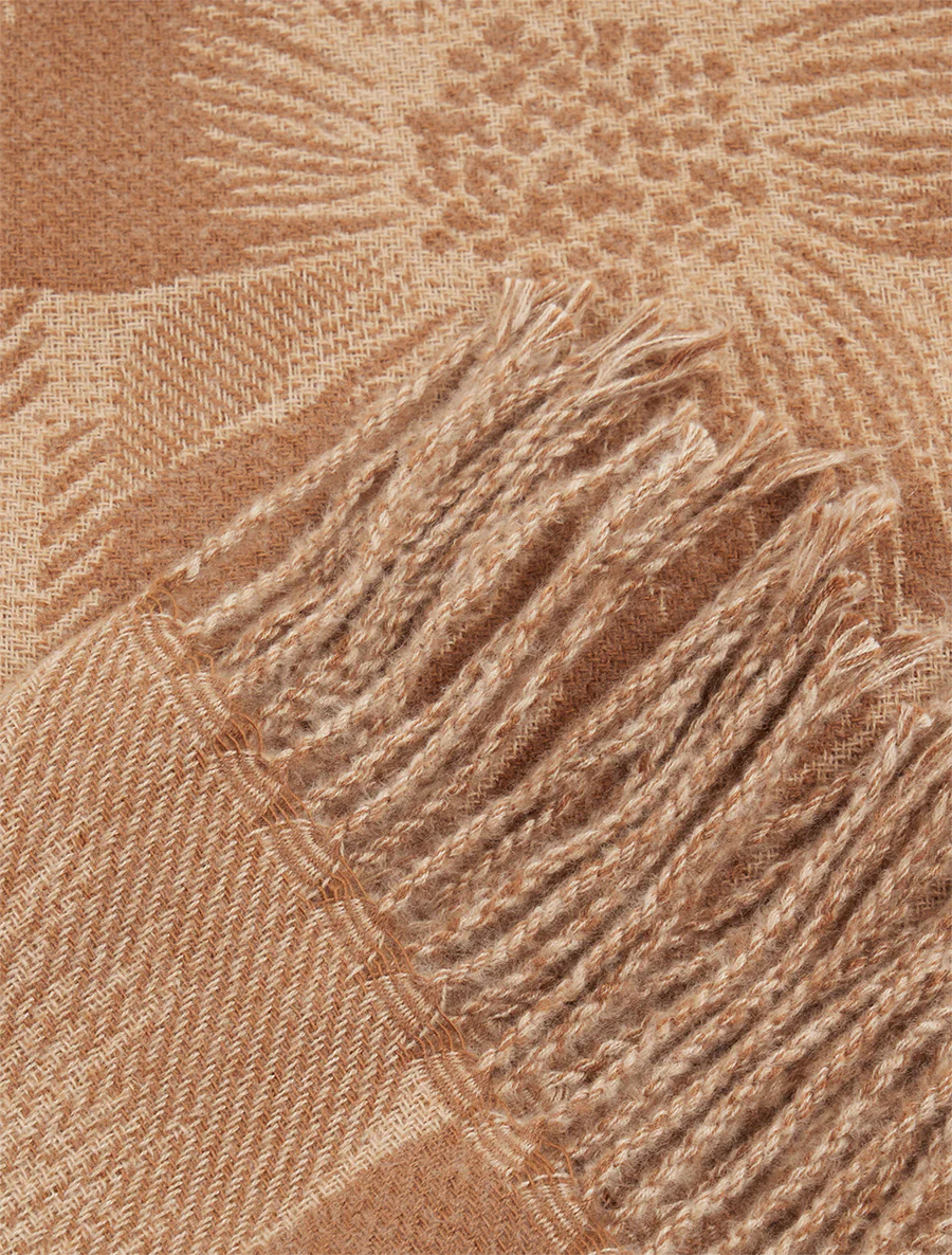 Echarpe à carreaux et fleurs - Camel - Image 3