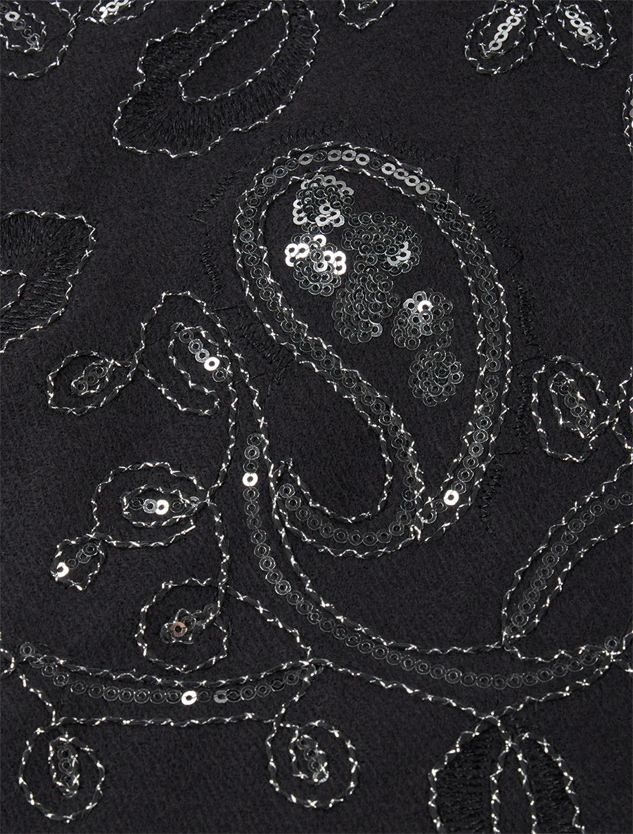 Echarpe à imprimé fleurs ornées de sequins - Noir - Image 3
