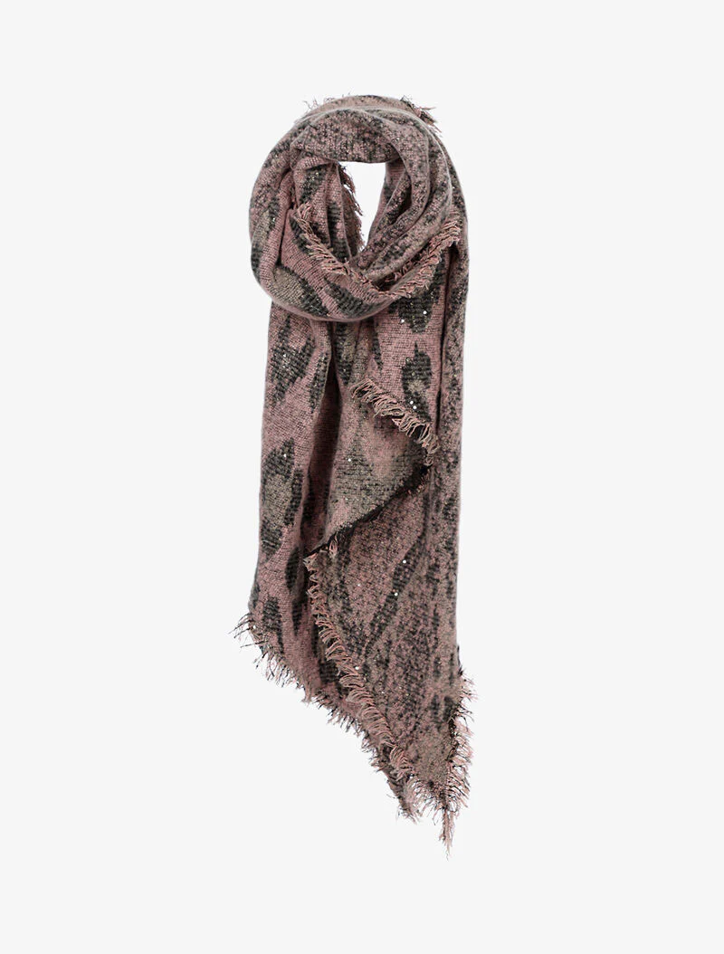 Echarpe biseautée imprimé léopard - rose