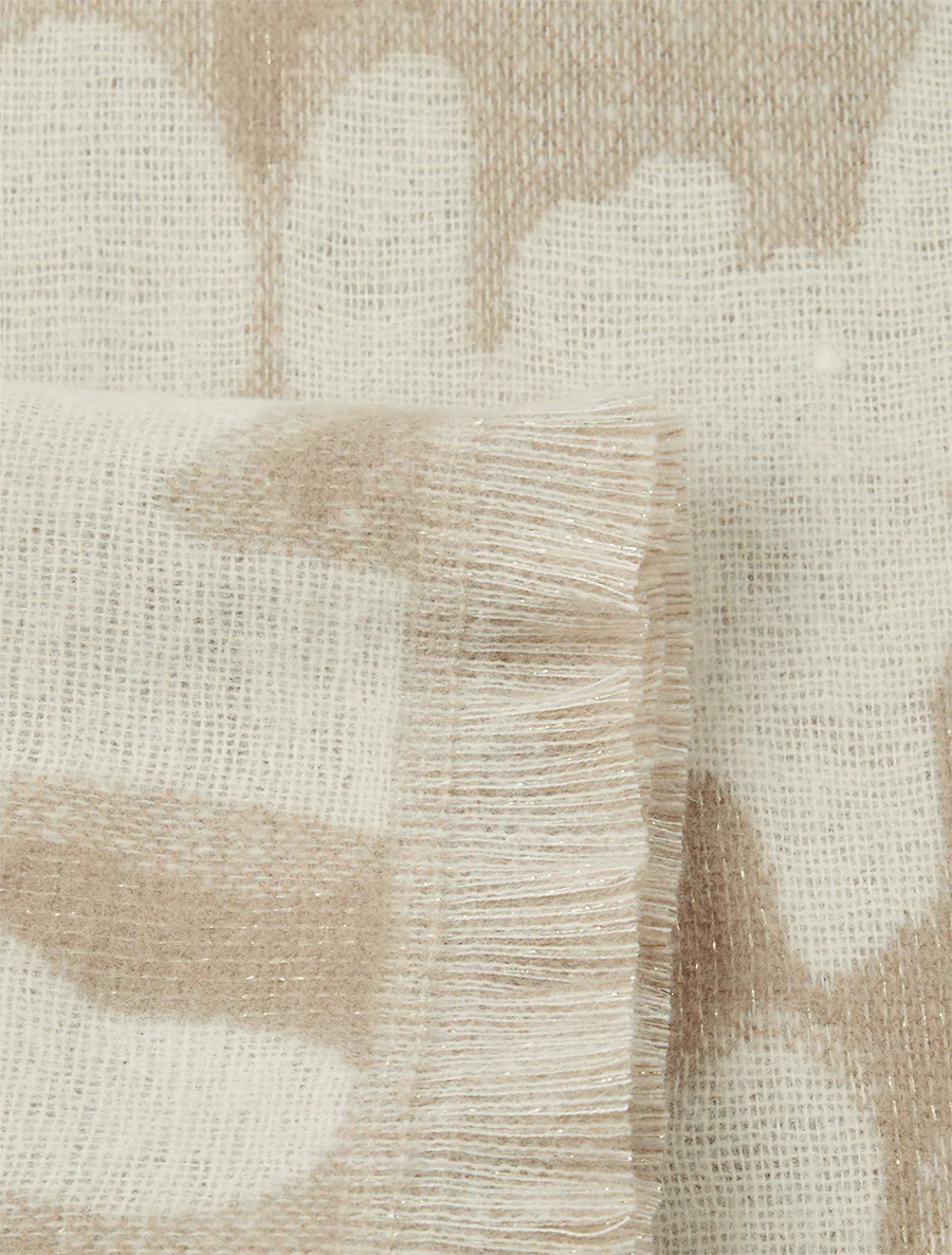Echarpe duveteux à imprimé fantaisie - Taupe - Image 3