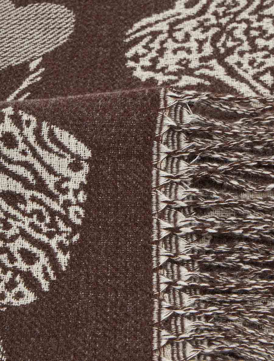 Echarpe imprimé coeurs zébrés - Marron - Image 3