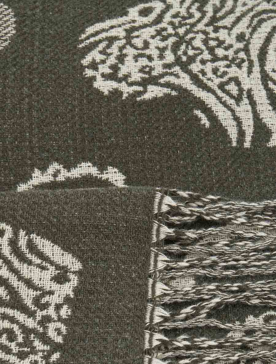 Echarpe imprimé coeurs zébrés - Kaki - Image 3