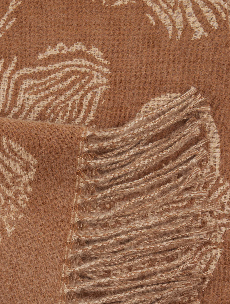 Echarpe imprimé coeurs zébrés - Camel - Image 3