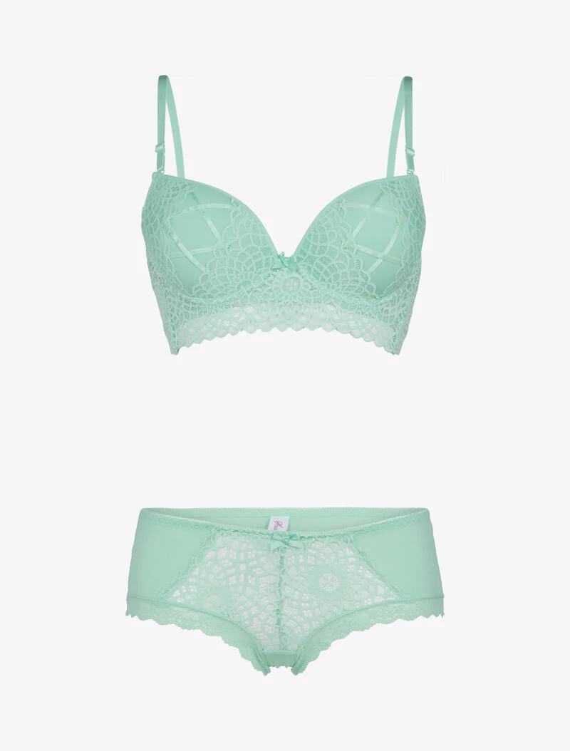 Ensemble à broderie et corsage - turquoise
