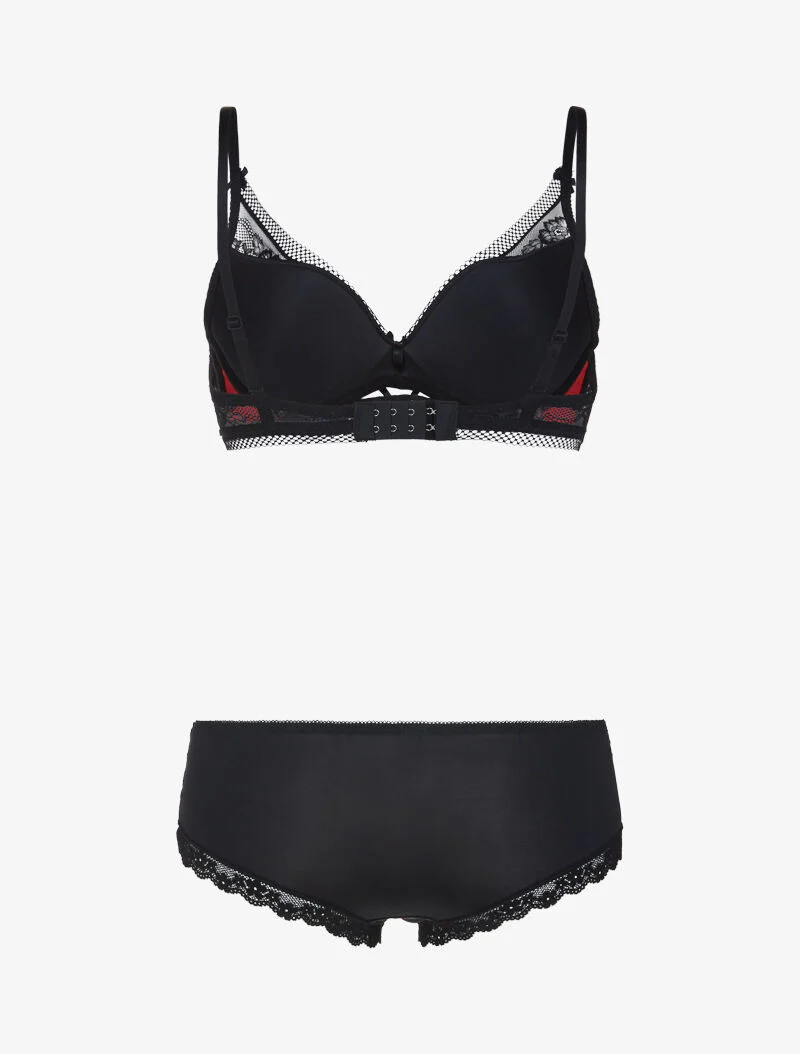 Ensemble à broderie fine - rouge/noir - Image 2