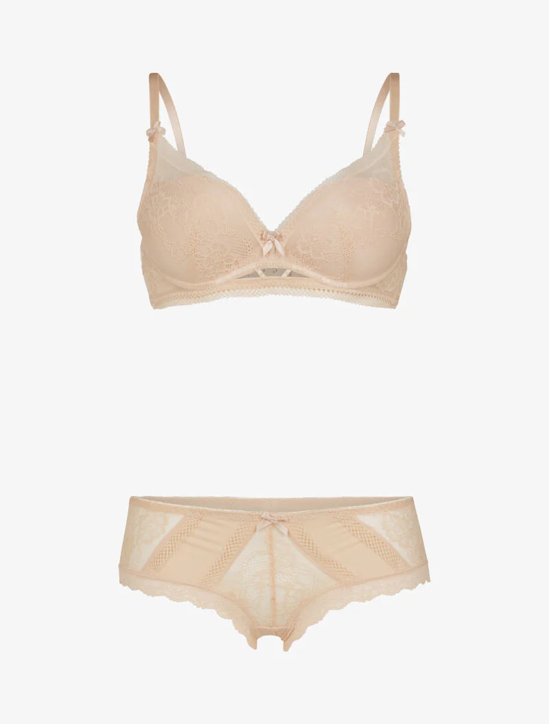 Ensemble à broderie fine - nude