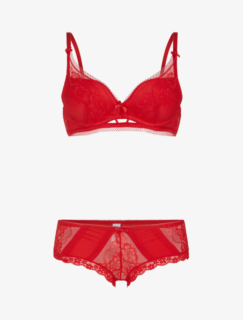 Ensemble à broderie fine - rouge