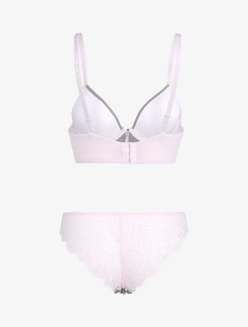 Ensemble à dentelle échancrée - gris/rose pâle - Image 2