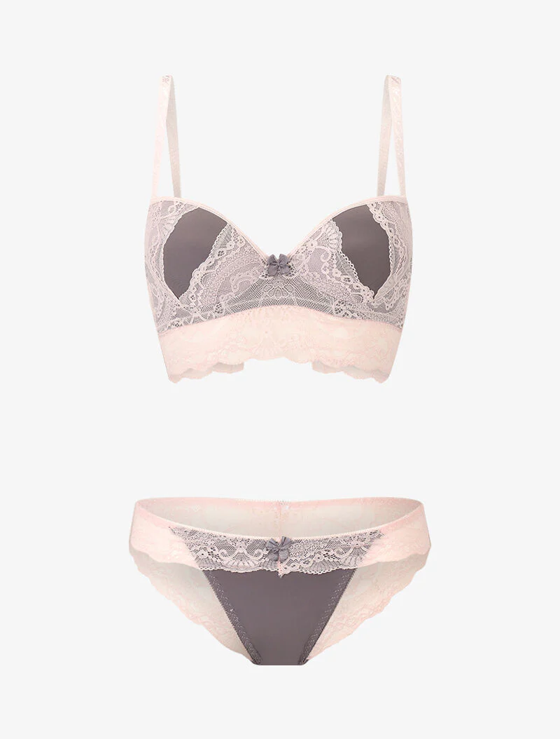Ensemble à dentelle superposée - gris
