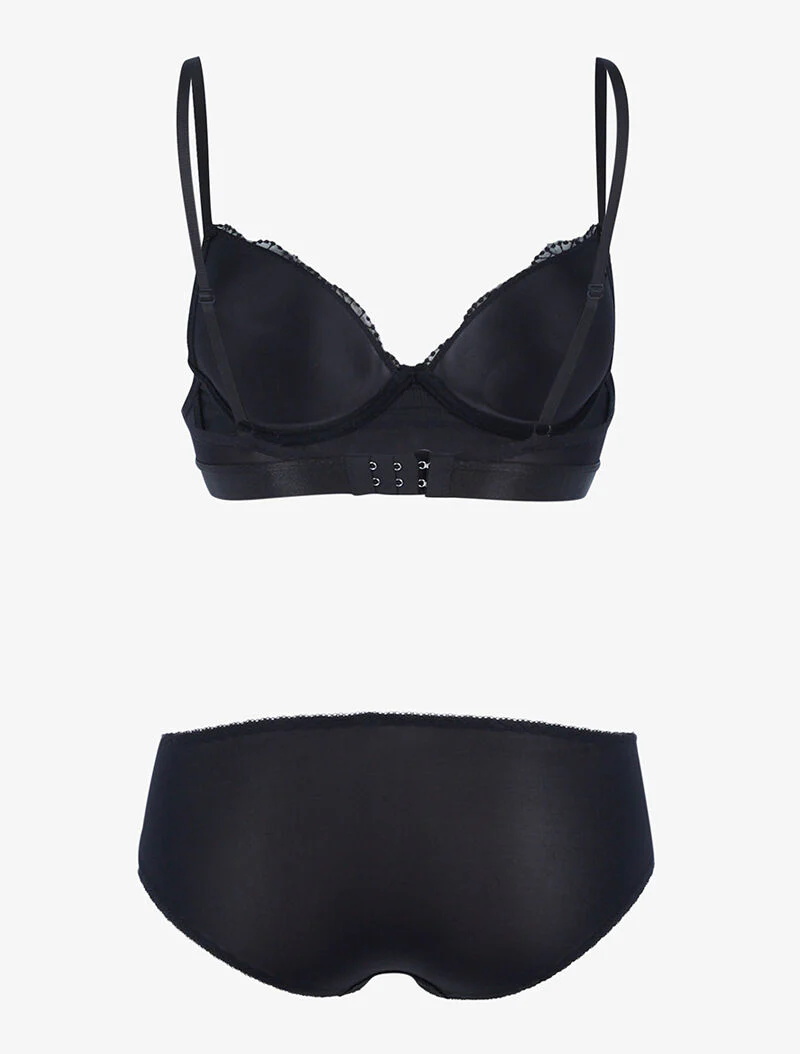 Ensemble à empiècement broderie fleurie - noir - Image 2
