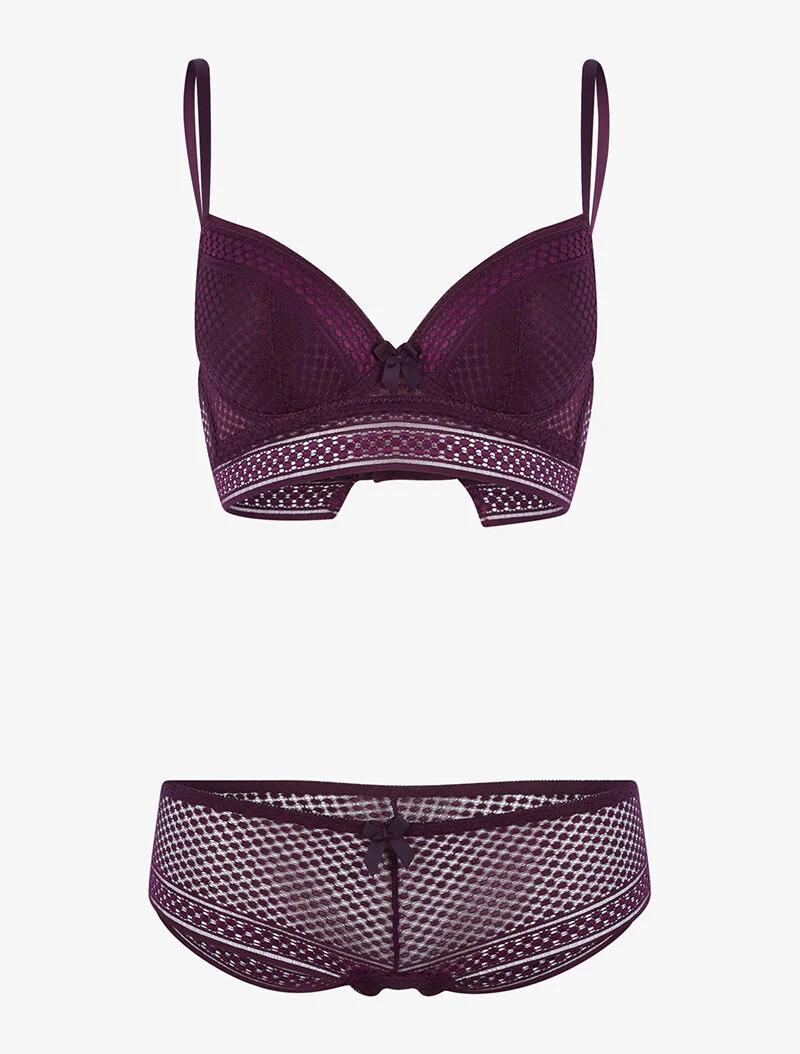 Ensemble à empiècements pois - prune - violet