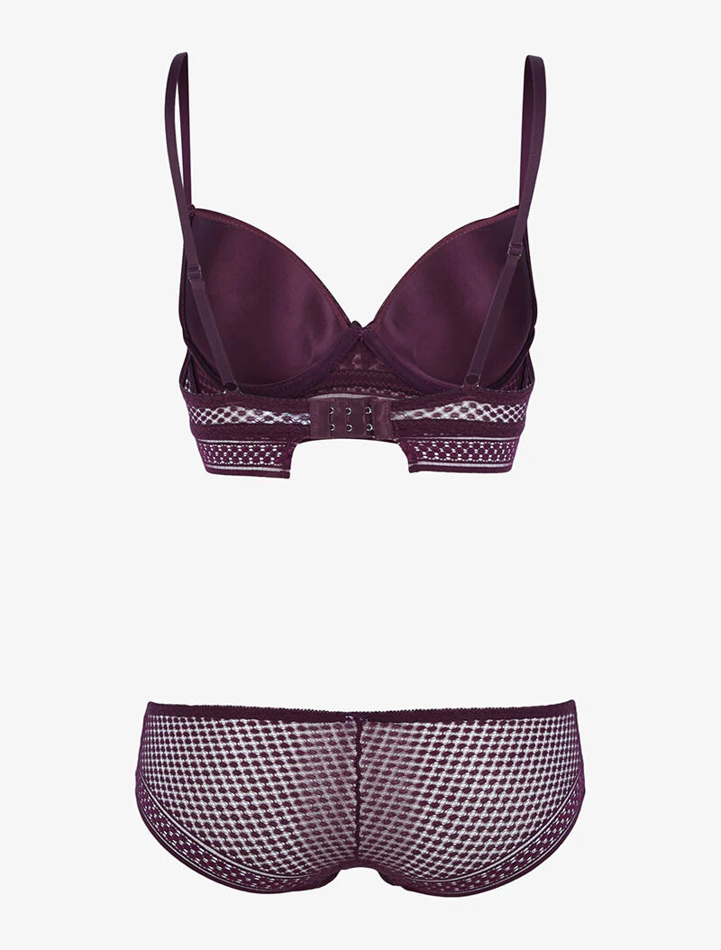 Ensemble à empiècements pois - prune - violet - Image 2