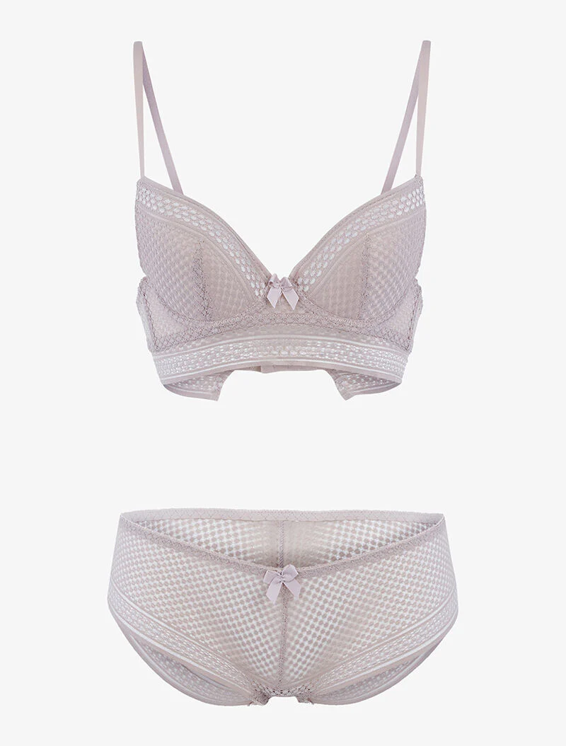 Ensemble à empiècements pois - taupe